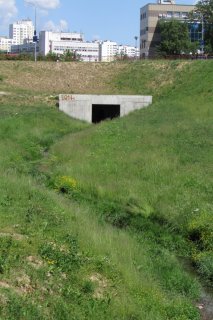 Портал улицы 17 Сентября и заросший ручей.